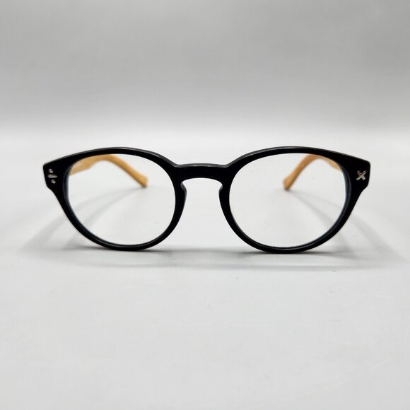 Derek Cardigan 7038 Matte Black Eyeglass Frames Bamboo Arms 48-21-145 140mm - Picture 3 of 12